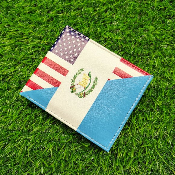 Men Bifold Leather Guatemala/USA Flag Printed Wallet - Picture 5 of 6
